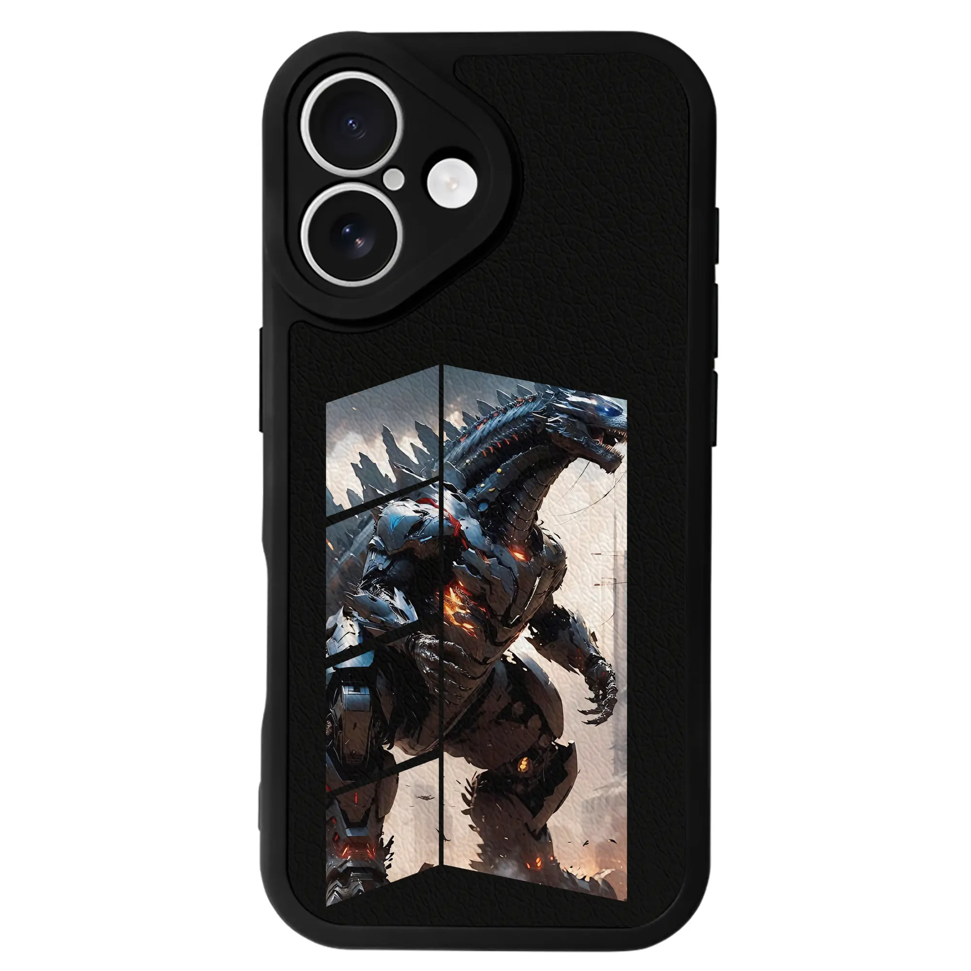 ゴジラ グッズ,メカゴジラ - IPhone 16シリーズ対応 ・ シリコンスマホケース ・ レザー調 ・ 高精度フィット ・ 耐衝撃 ・ ワイヤレス充電対応 ・ 精密カット